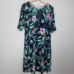 Old Navy Jersey Knit Swing Tropical Print Dress Short Sleeve Size Medium